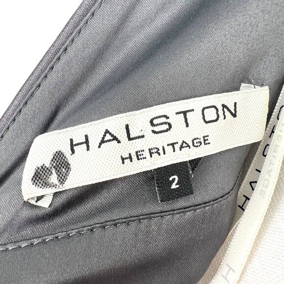 Halston Heritage High Neck Gown Open Back Gown in Gunmetal Gray Size 2 - Picture 12 of 15
